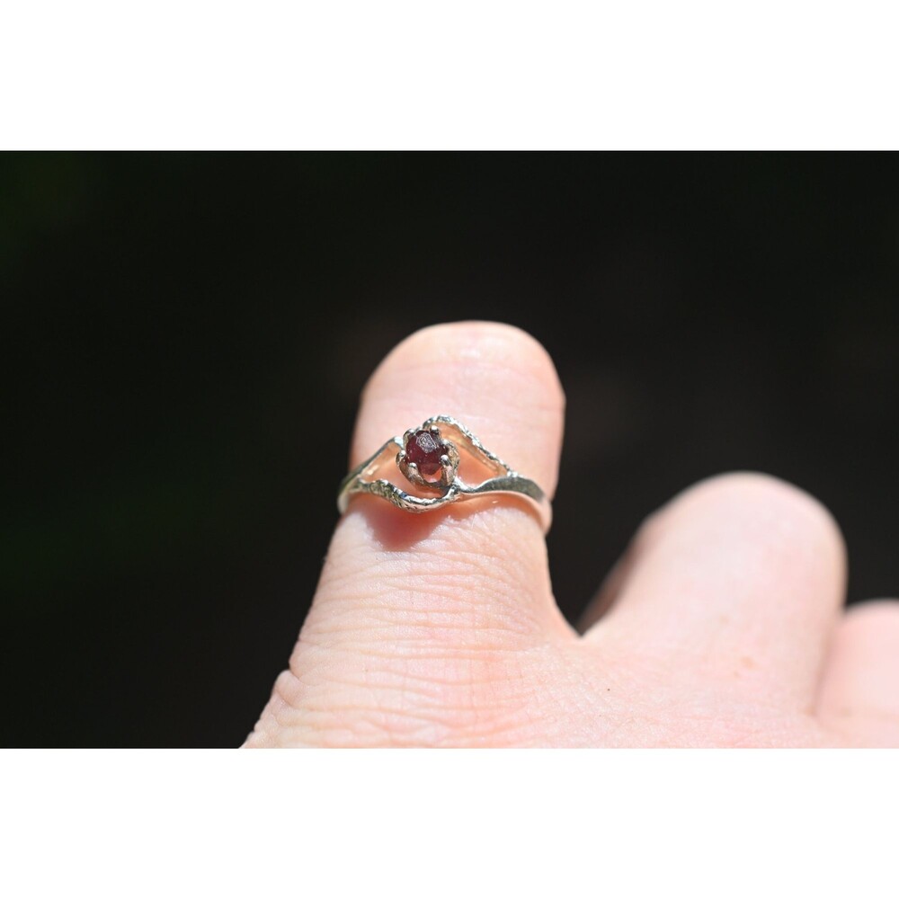 Raw Alaskan garnet engagement ring unique sterling silver jewelry for women size
